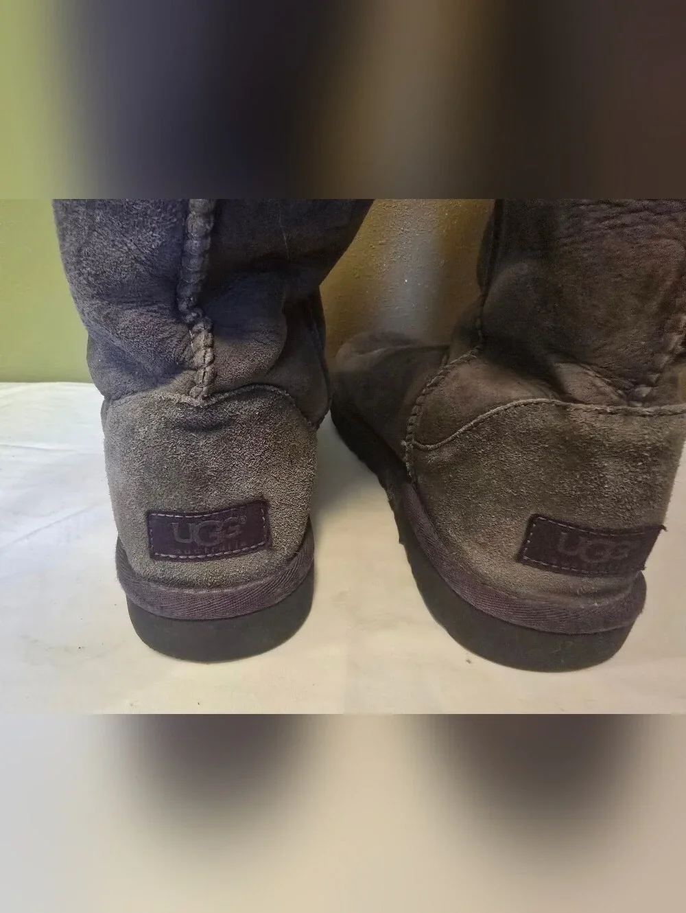 Tall Suede Winter Boots in Dark Gray Size 8